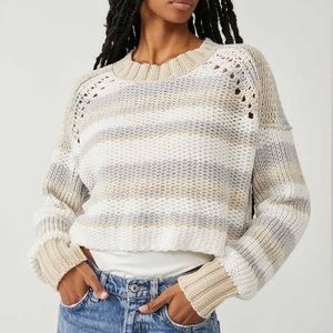 Free People Neutral Striped Sweater